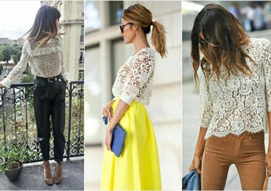 بالصور.. التوب الدانتيل أفضل اختيار لمناسباتك البسيطة