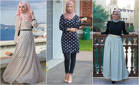 بالصور للمحجبات.. موضة الملابس «المنقطة» لإطلالة أنثوية طفولية