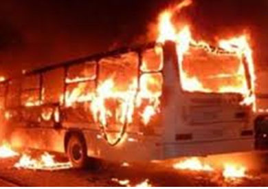 مجهولون يشعلون النيران في أتوبيسين للنقل العام بقليوب - 

        