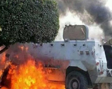 انفجار هائل بمدرعة في العريش