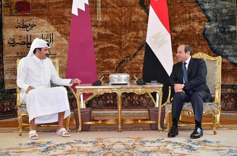 الرئيس السيسي وأمير قطر يبحثان تطورات الوضع في غزة