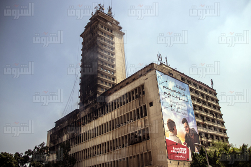 حريق سنترال العتبة - تصوير: إبراهيم عزت