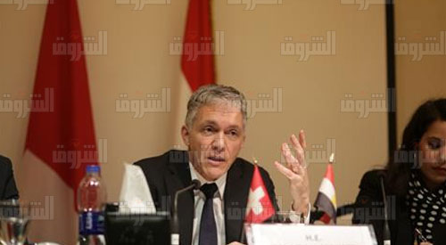 المؤتمر الصحفي للنائب العام السويسري بالقاهرة - تصوير: روجيه أنيس