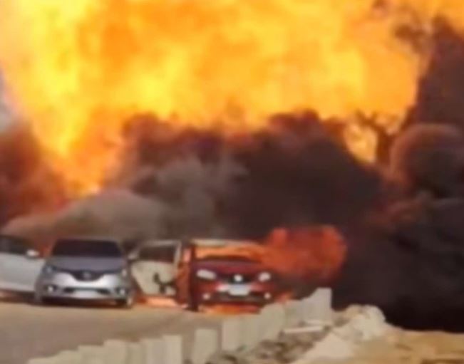 رعب في طريق الواحات: انفجار خط الغاز أمام جهاز أكتوبر وتفحم ...