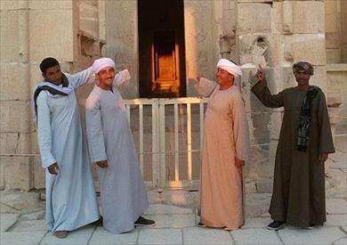 تعامد الشمس على قدس الأقداس بمعبد حتشبسوت فى عيد حتحور