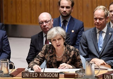 رئيسة الوزراء البريطانية تريزا ماي  خلال اجتماعات الأمم المتحدة