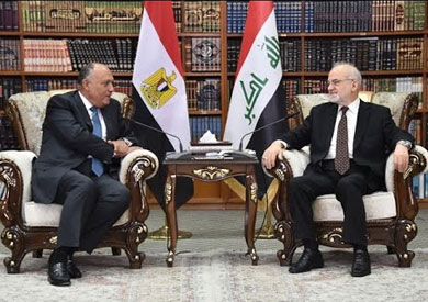 وزير الخارجية سامح شكري مع نظيره العراقي إبراهيم الجعفري