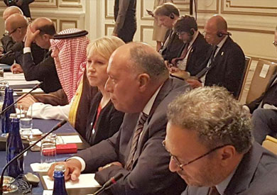 وزير الخارجية خلال مشاركته في اجتماع «الدول متشابهة الفكر حول سوريا»
