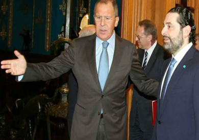 سيرجي لافروف وزير الخارجية الروسي مع سعد الحريري