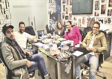 صورة من جلسات الاعداد لمسلسل الخانكة