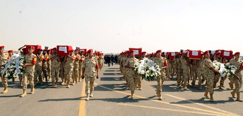 جنازة عسكرية لشهداء حادث سيناء الإرهابي