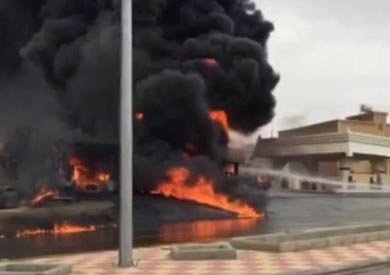 حريق بمحطة بنزين