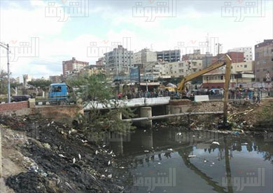 جانب من تطهير ترعه الساحل من الأسماك النافقة بالدقهلية