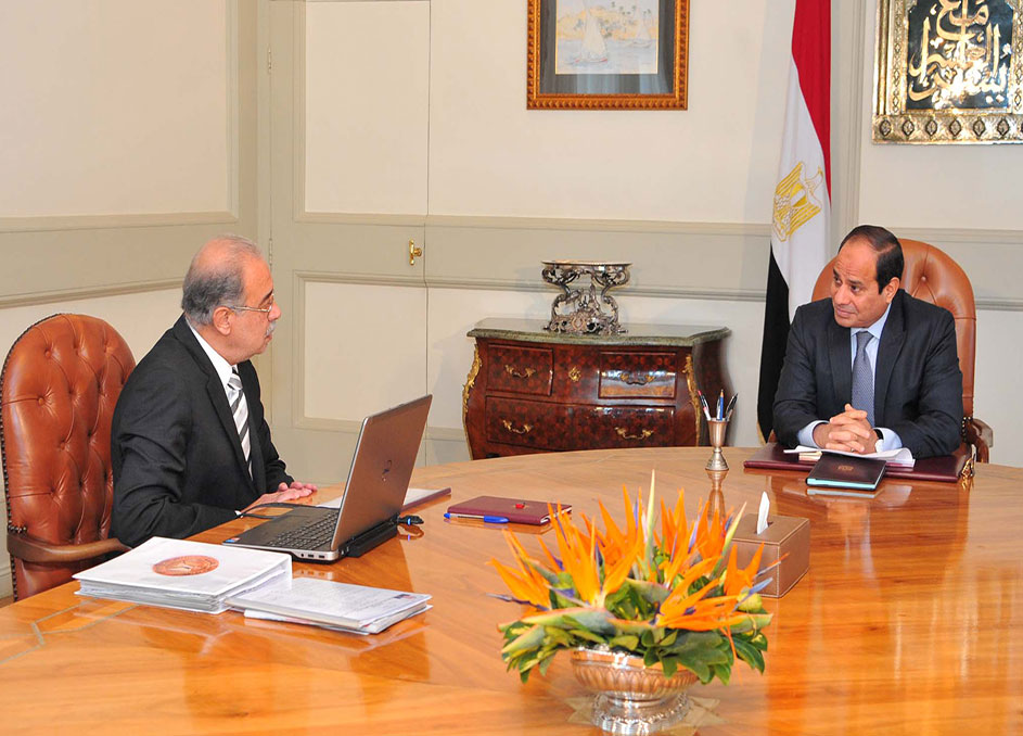 «السيسي» يعقد اجتماعًا مع «إسماعيل» و«محلب» لبحث حماية وتطوير البحيرات