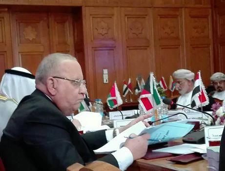 وزير العدل المستشار حسام عبد الرحيم خلال إلقاء كلمته في اجتماع مجلس وزراء العدل العرب