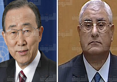 الرئيس عدلى منصور و الأمين العام للأمم المتحدة بان كي مون