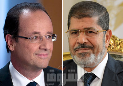 الدكتور محمد مرسي رئيس جمهورية مصر العربية والرئيس الفرنسي فرانسوا هولاند
