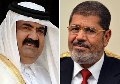 الدكتور محمد مرسى الرئيس المصرى ــ الشيخ حمد بن خليفة آل ثانى أمير دولة قطر