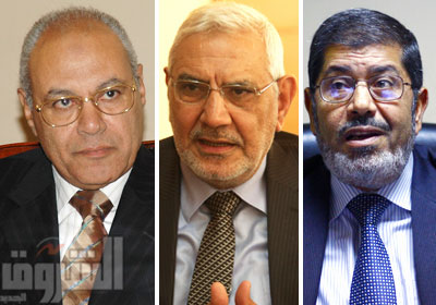 محمد مرسي وعبد المنعم أبو الفتوح ومحمد سليم العوا