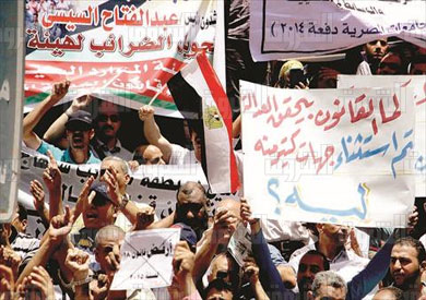 وقفة عمال مصر ضد قانون الخدمة المدنية امام نقابة الصحفيين تصوير احمد عبد الفتاح