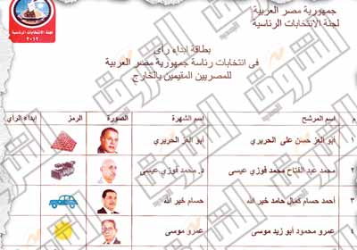 خاص الشروق - صورة ضوئية لبطاقة الاقتراع