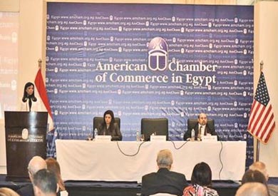 وزيرة الاستثمار فى اجتماع غرفة التجارة الامريكية بالقاهرة
