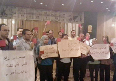 جانب من الوقفة الاحتجاجية للصحفيين بروزاليوسف