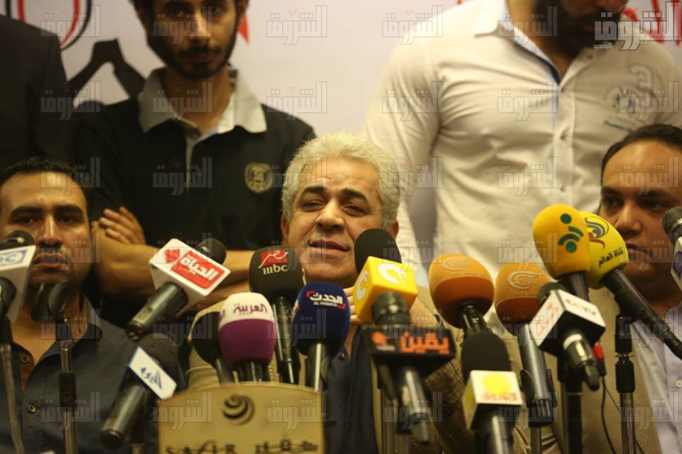 حمدين صباحي خلال مؤتمره الصحفي