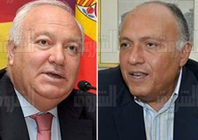 وزير الخارجية سامح شكرى مع نظيره الإسبانى خوسيه مانويل مارجايو