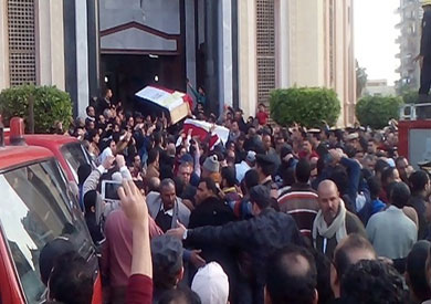 تشييع جثامين شهداء حادث حلوان الإرهابي في جنازة عسكرية