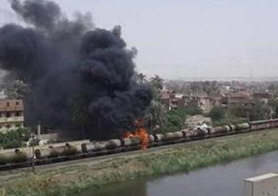 حريق هائل بقطار وقود بسمالوط بالمنيا
