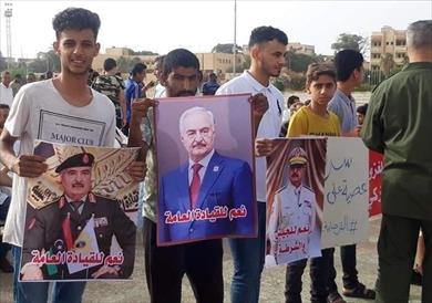 جانب من المظاهرات المؤيدة للجيش الليبي في سرت