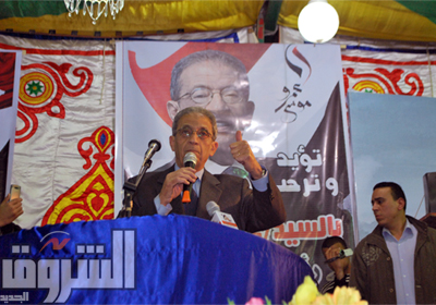 عمرو موسى خلال المؤتمر الجماهيري بدمياط