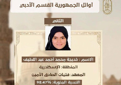 خديجة محمد عبد اللطيف الثاني جمهوريًا بالأدبي