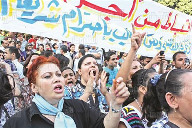 مظاهرة سابقة للأقباط ضد قانون الأحوال الشخصية - تصوير روجيه أنيس