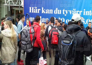 لاجئون عرب في العاصمة السويدية ستوكهولم تصوير خالد أبو بكر
