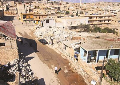 أحد المواقع فى ريف حلف المستهدفة من قبل المقاتلات السورية -- أ ف ب