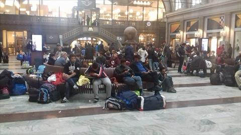 اللاجئين السوريين في محطة استكهولم