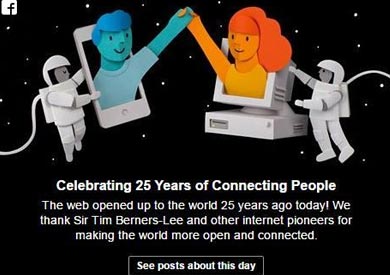 «فيسبوك» يحتفل بمرور 25 عاما على إتاحة الإنترنت للعامة